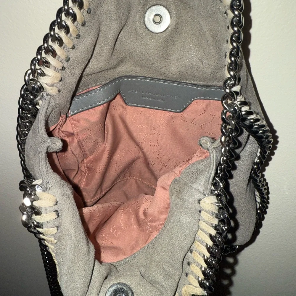 Stella McCartney Falabella Tiny Tote Authentic in Gray Vegan Suede - Picture 12 of 13